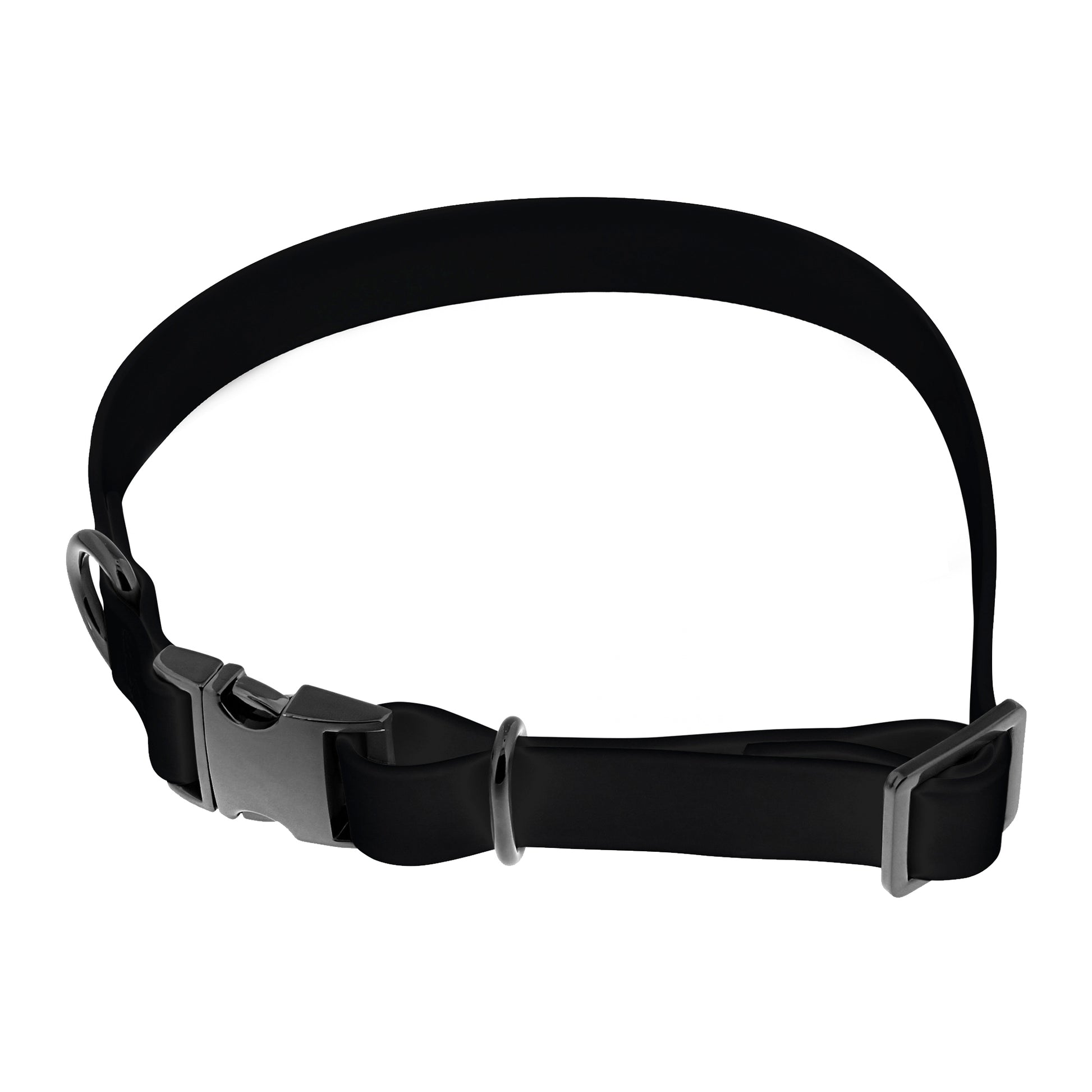 Small Silicone Dog Collar - Black 17in Dog Collar with Clasp Buckle