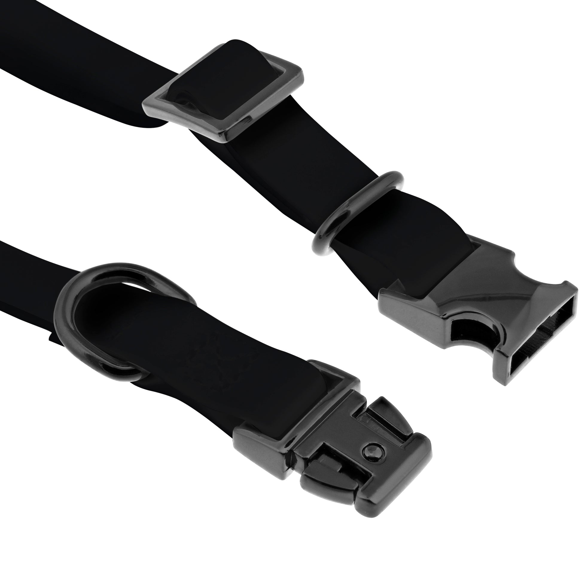 Small Silicone Dog Collar - Black 17in Dog Collar with Clasp Buckle