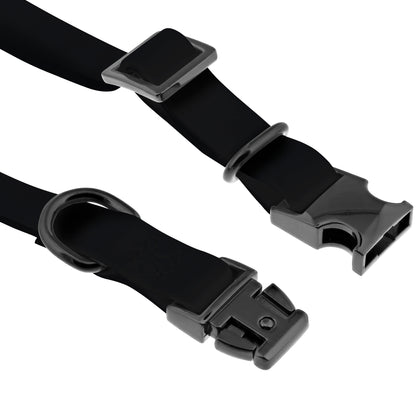 Small Silicone Dog Collar - Black 17in Dog Collar with Clasp Buckle