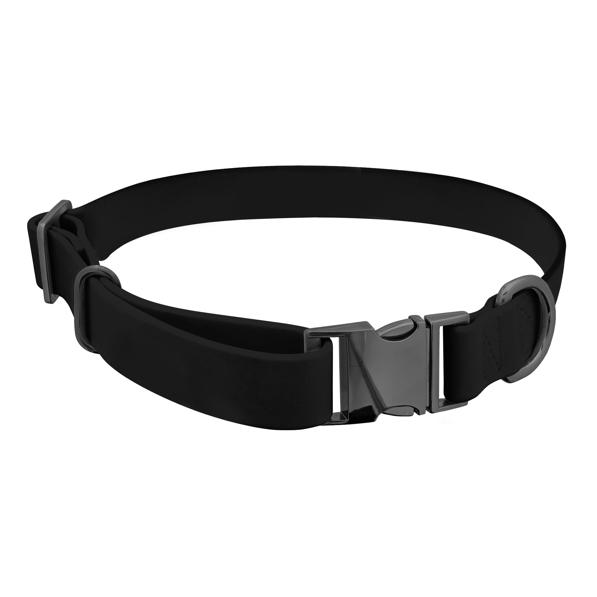 Medium Silicone Dog Collar - Black 20in Dog Collar with Clasp Buckle