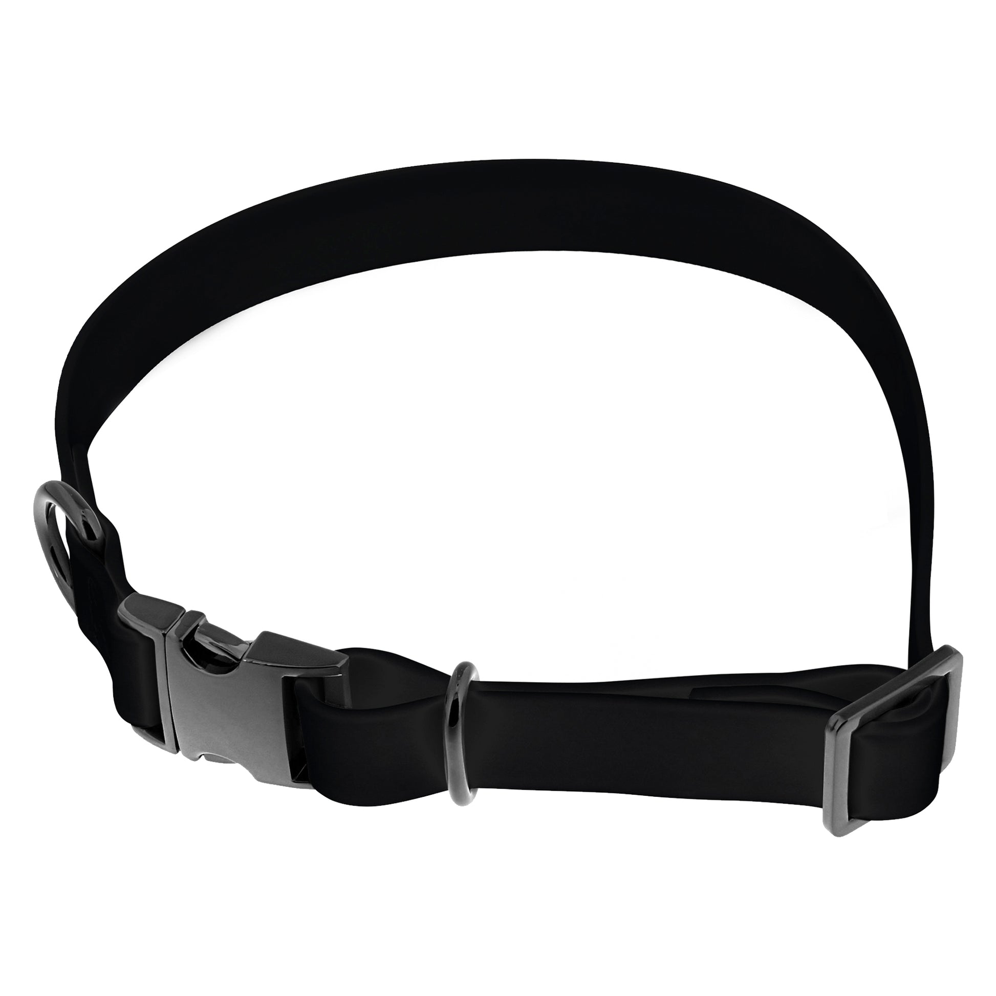 Medium Silicone Dog Collar - Black 20in Dog Collar with Clasp Buckle