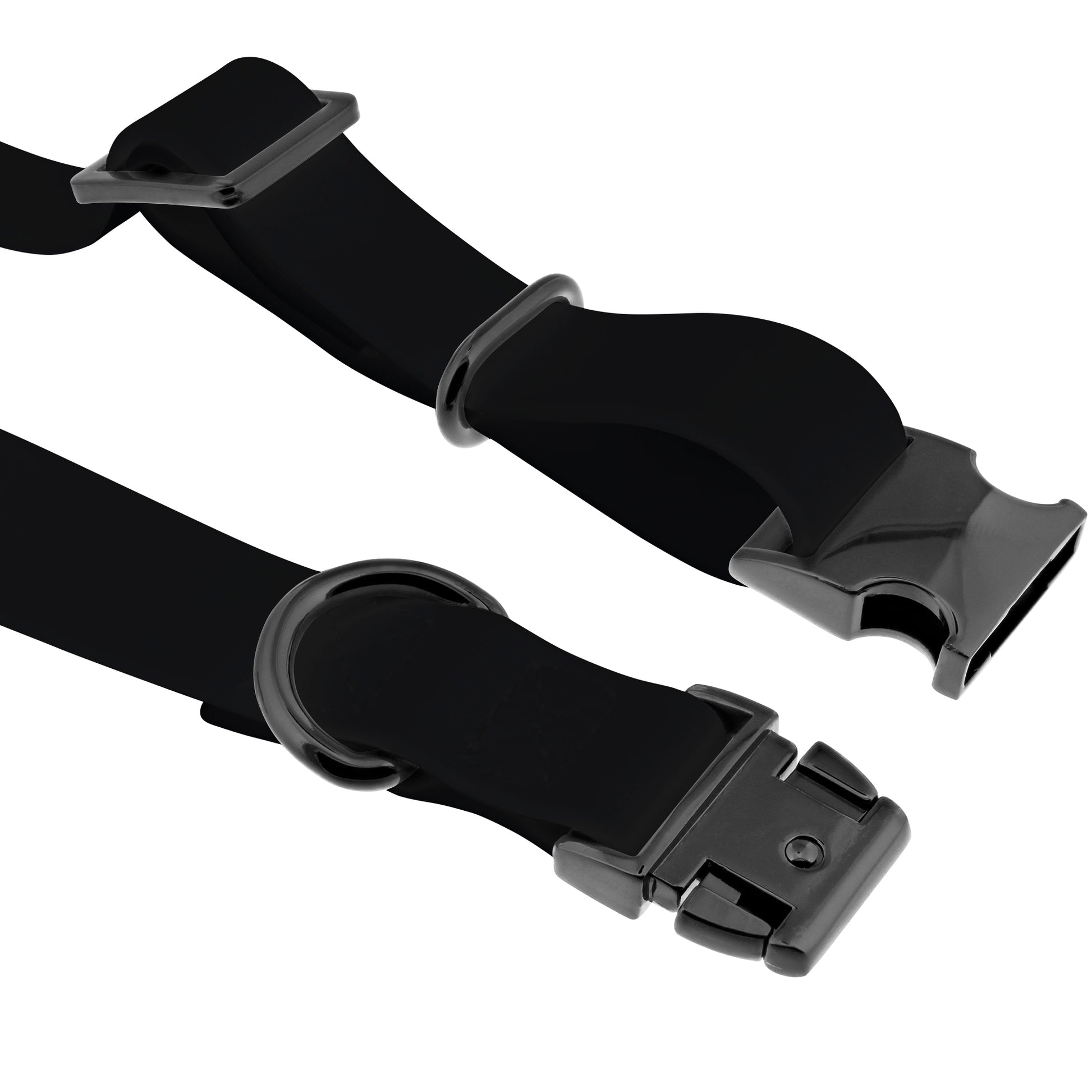 Medium Silicone Dog Collar - Black 20in Dog Collar with Clasp Buckle