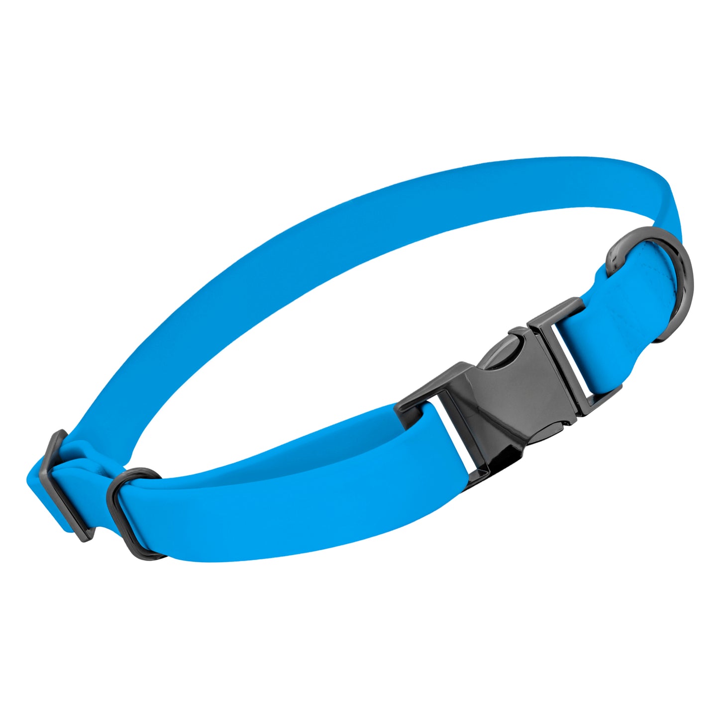 Small Silicone Dog Collar - Blue 17in Dog Collar with Clasp Buckle