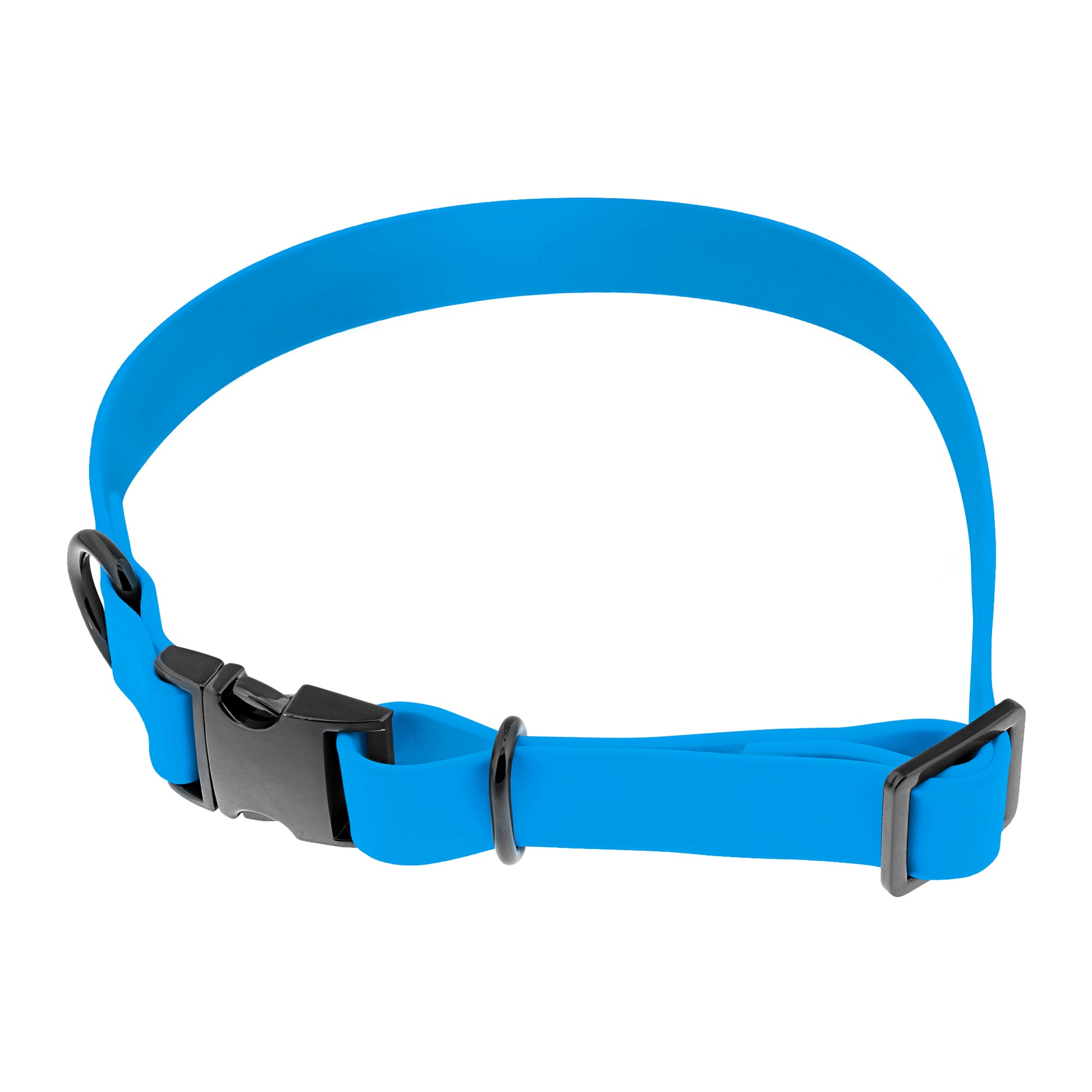 Small Silicone Dog Collar - Blue 17in Dog Collar with Clasp Buckle