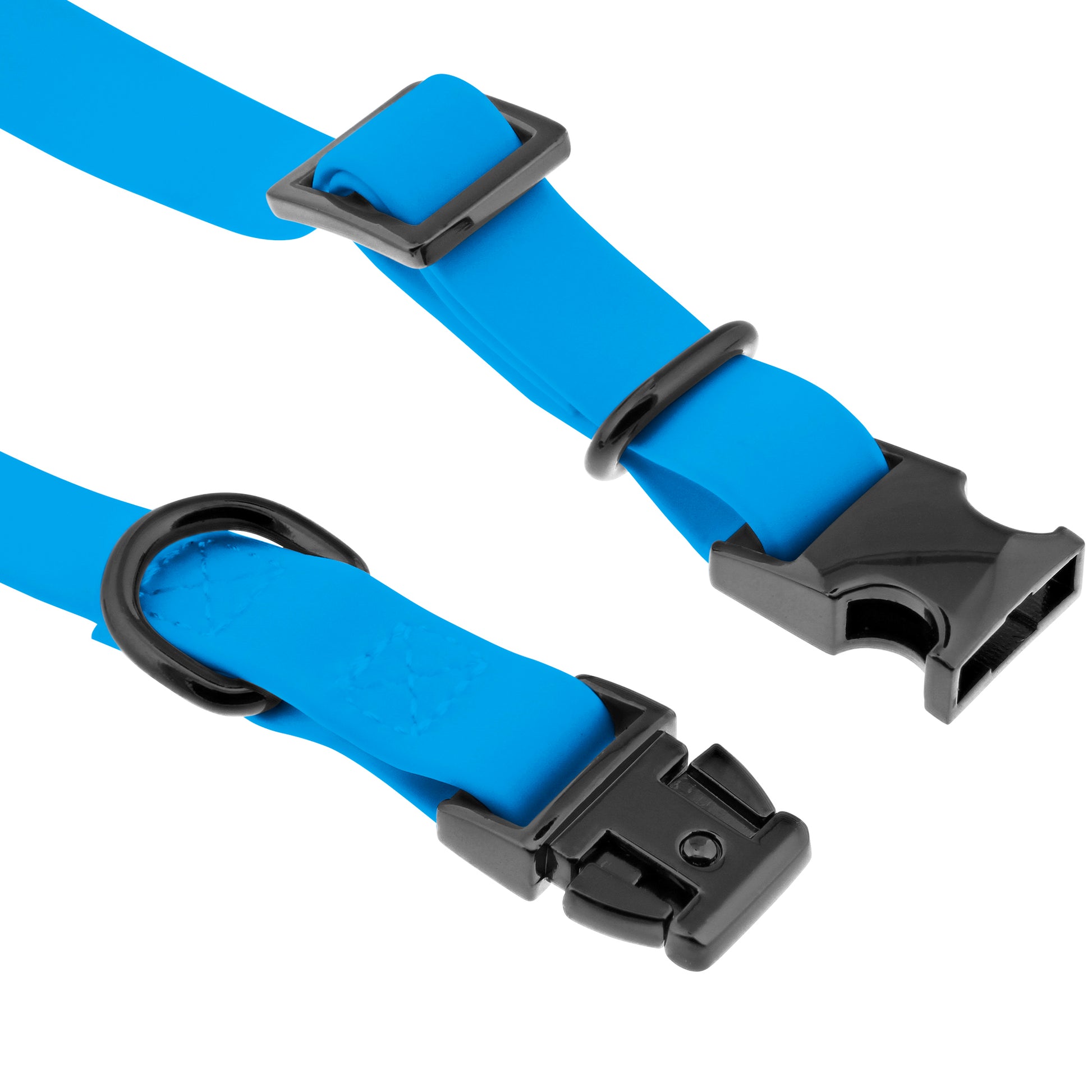 Small Silicone Dog Collar - Blue 17in Dog Collar with Clasp Buckle