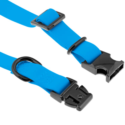 Small Silicone Dog Collar - Blue 17in Dog Collar with Clasp Buckle