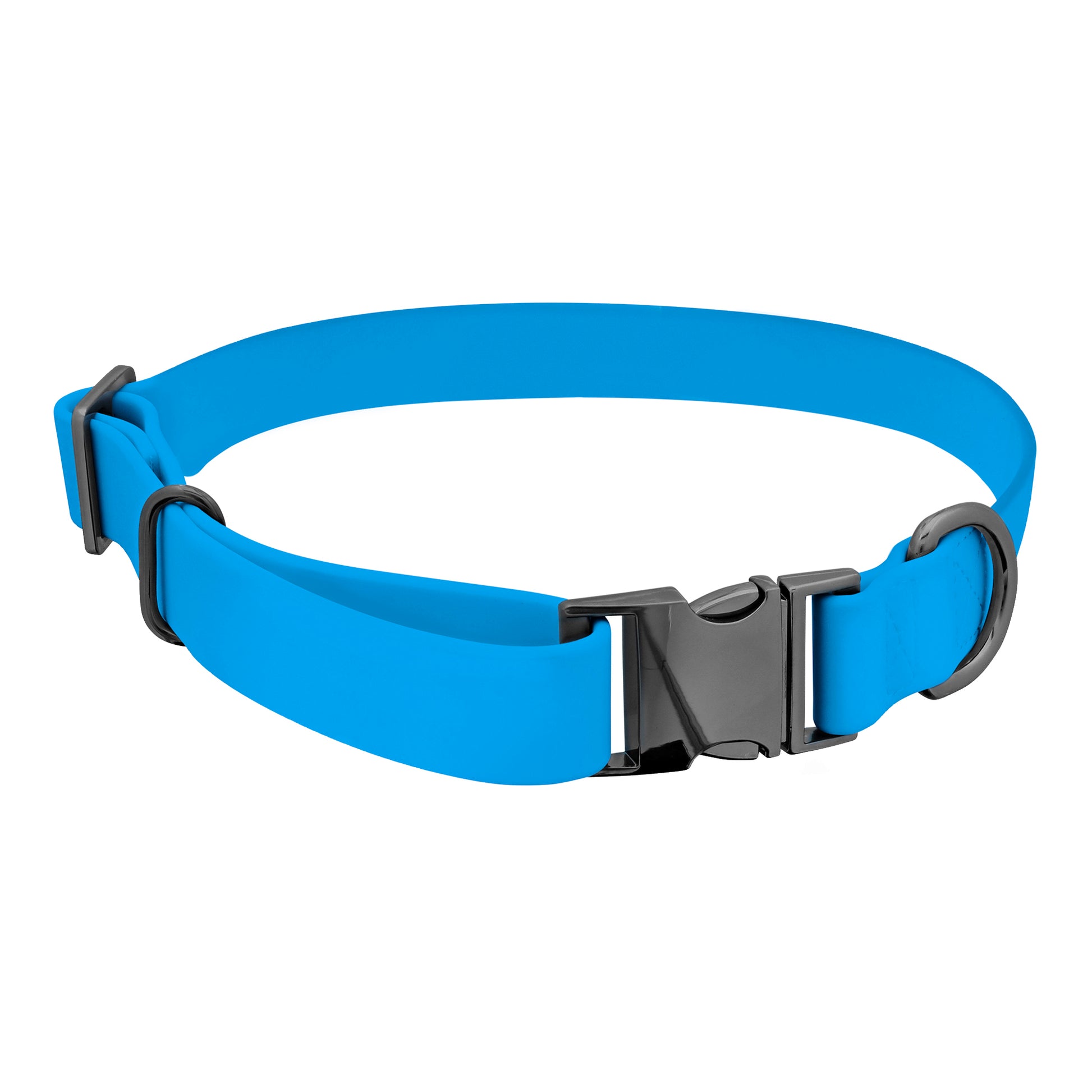 Medium Silicone Dog Collar - Blue 20in Dog Collar with Clasp Buckle