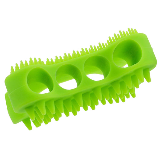 Silicone Pet Brush - Green Ergonomic Bone Shaped Pet Grooming Brush