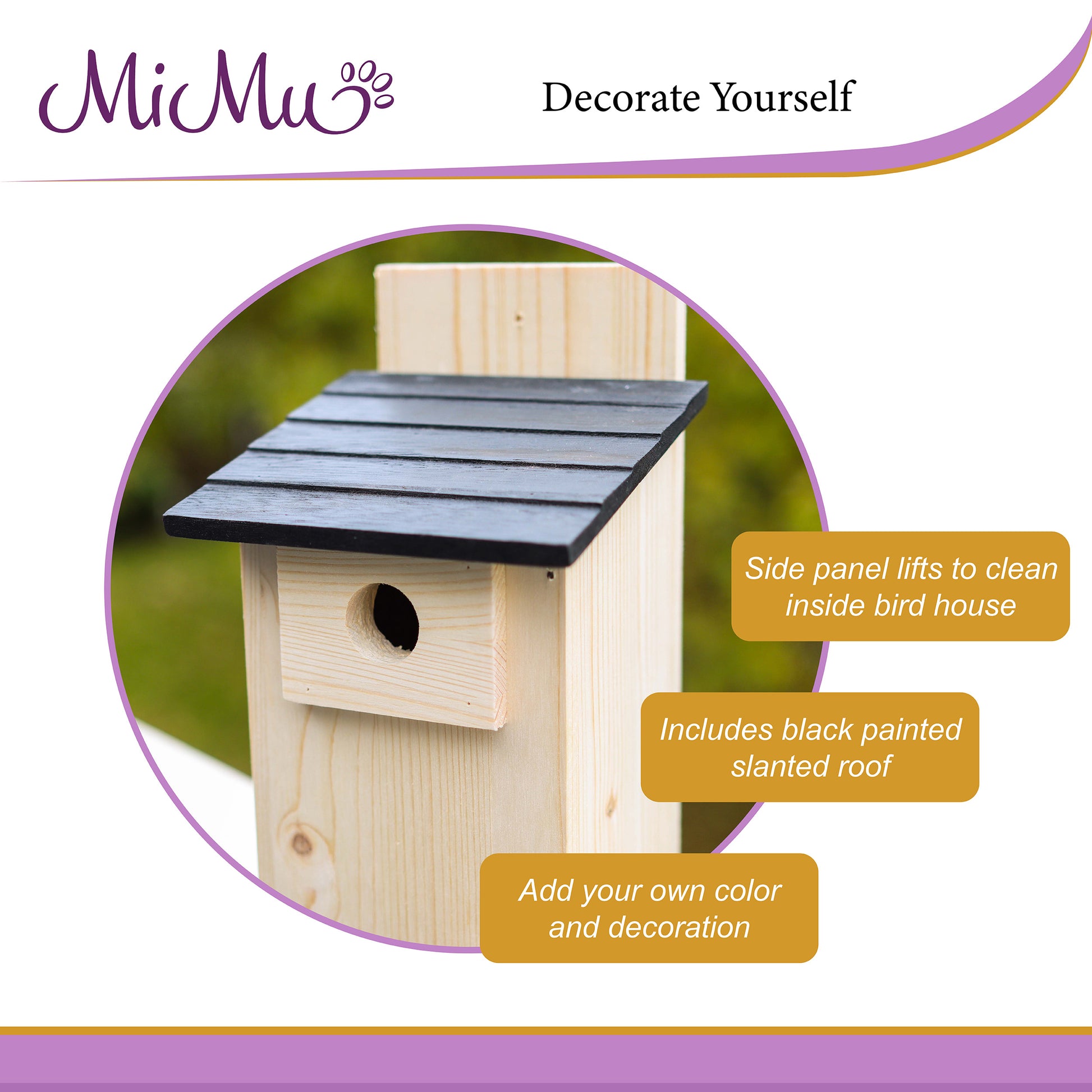 11.75in Unfinished Bird House Wood to Paint - 1pk Mounted Bird Houses