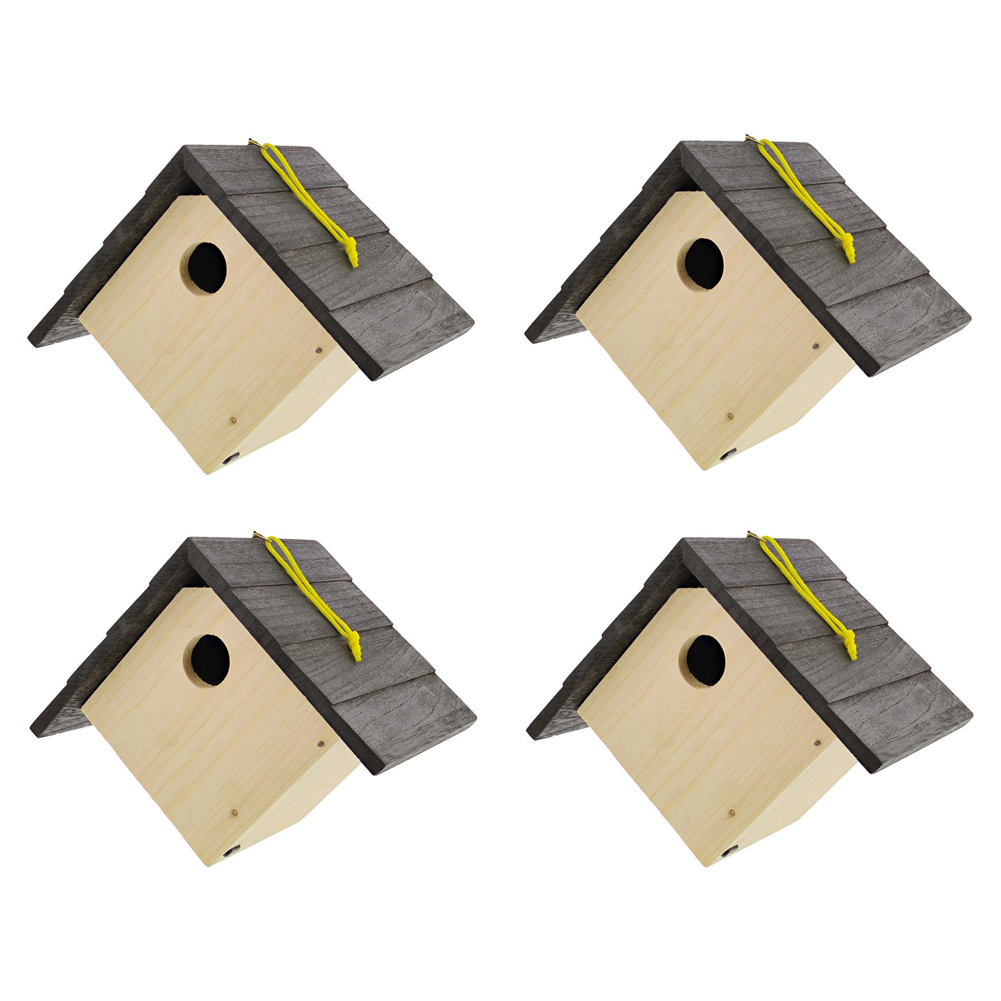 6in Unfinished Bird House Wood to Paint - 4pk Hanging Bird Houses
