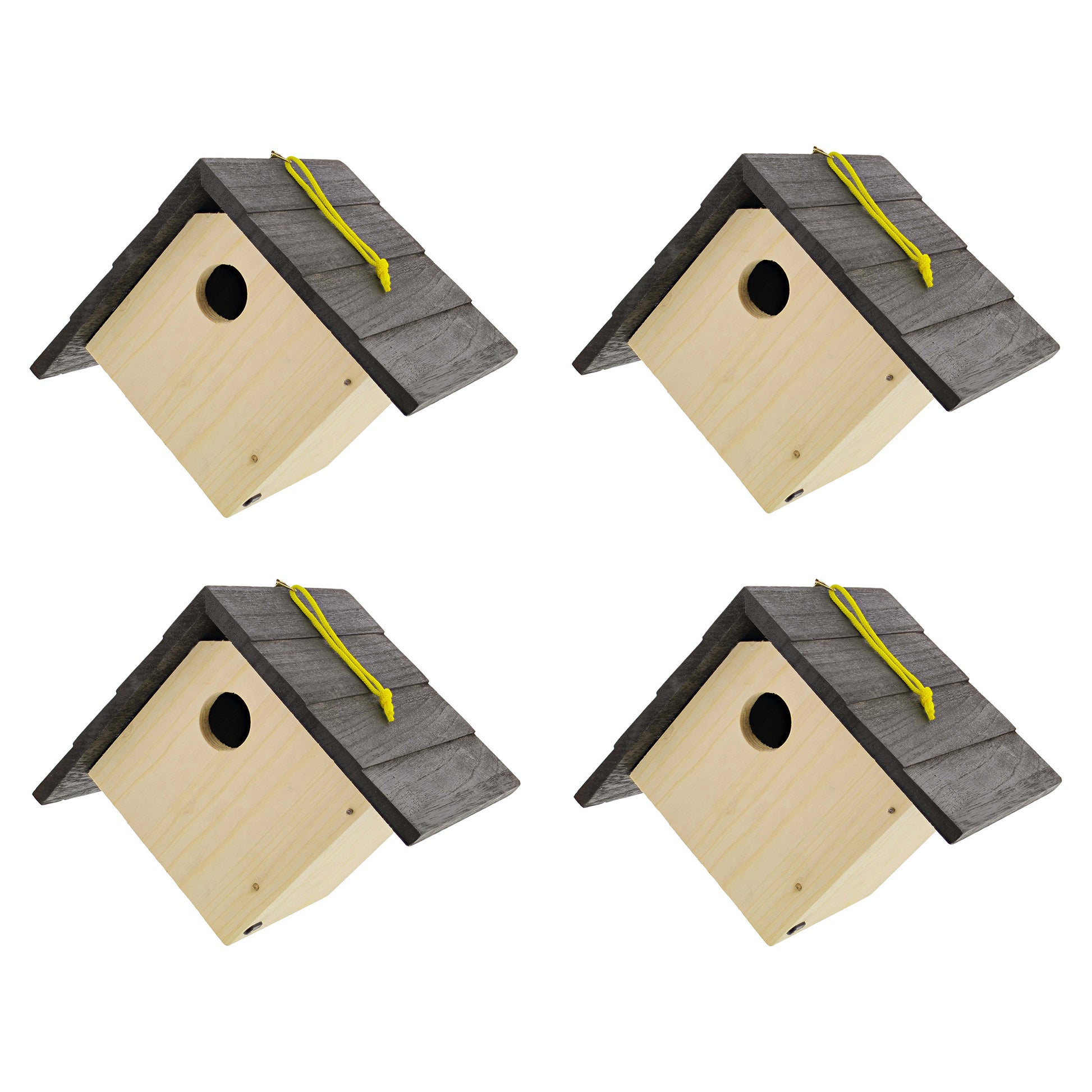6in Unfinished Bird House Wood to Paint - 4pk Hanging Bird Houses