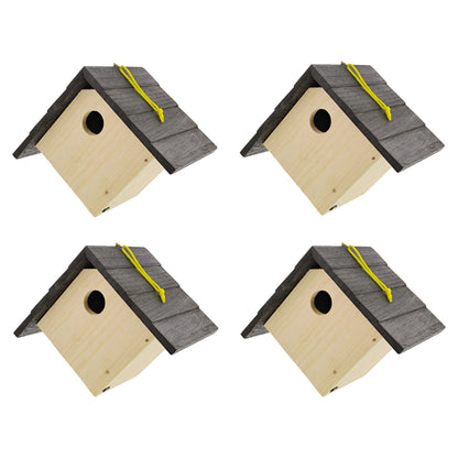 6in Unfinished Bird House Wood to Paint - 4pk Hanging Bird Houses