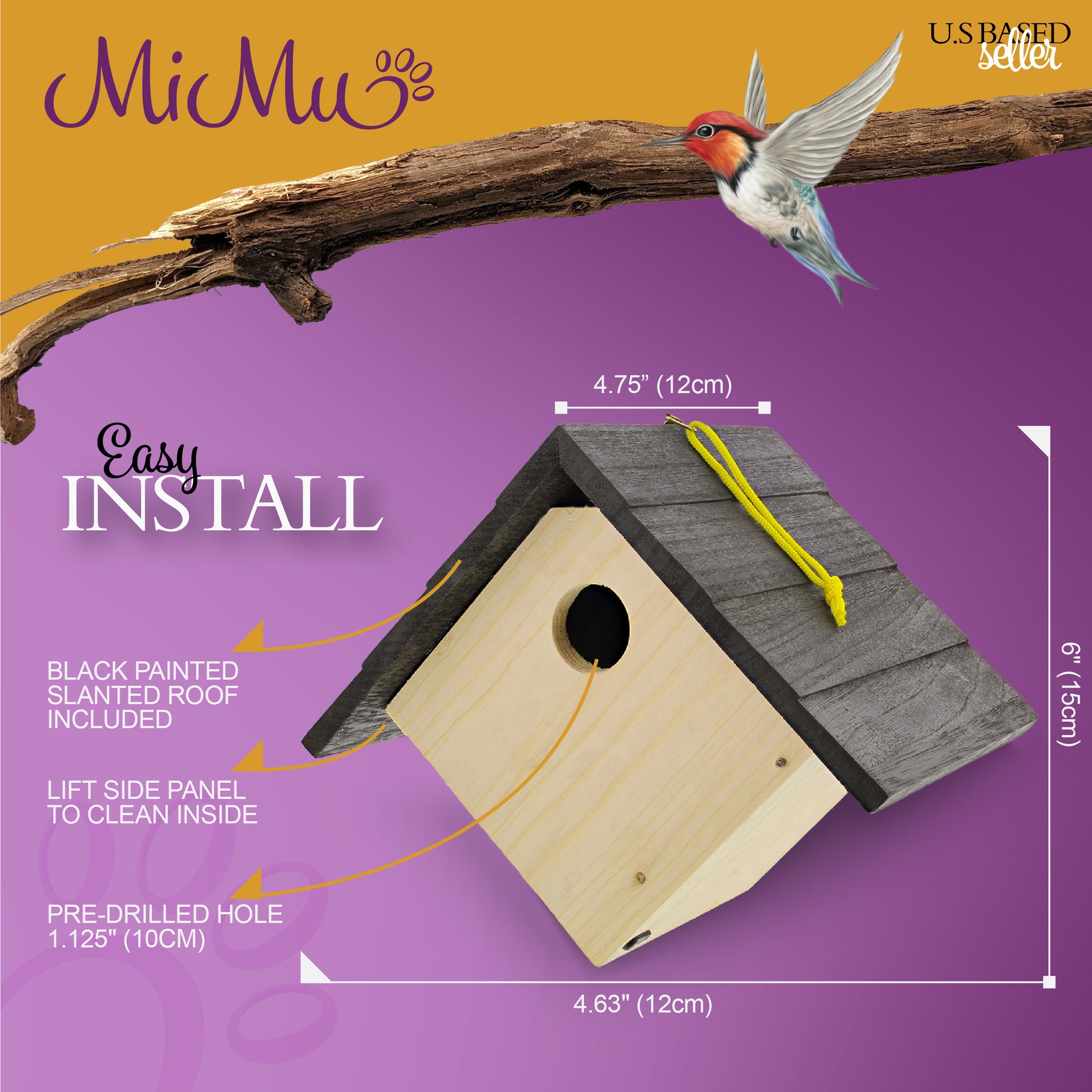 6in Unfinished Bird House Wood to Paint - 4pk Hanging Bird Houses