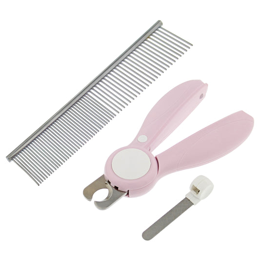 LED Cat and Dog Nail Clippers - Dog Nail Trimmers with Grooming Comb