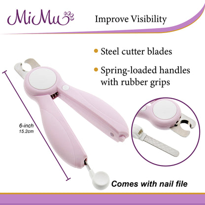 LED Cat and Dog Nail Clippers - Dog Nail Trimmers with Grooming Comb