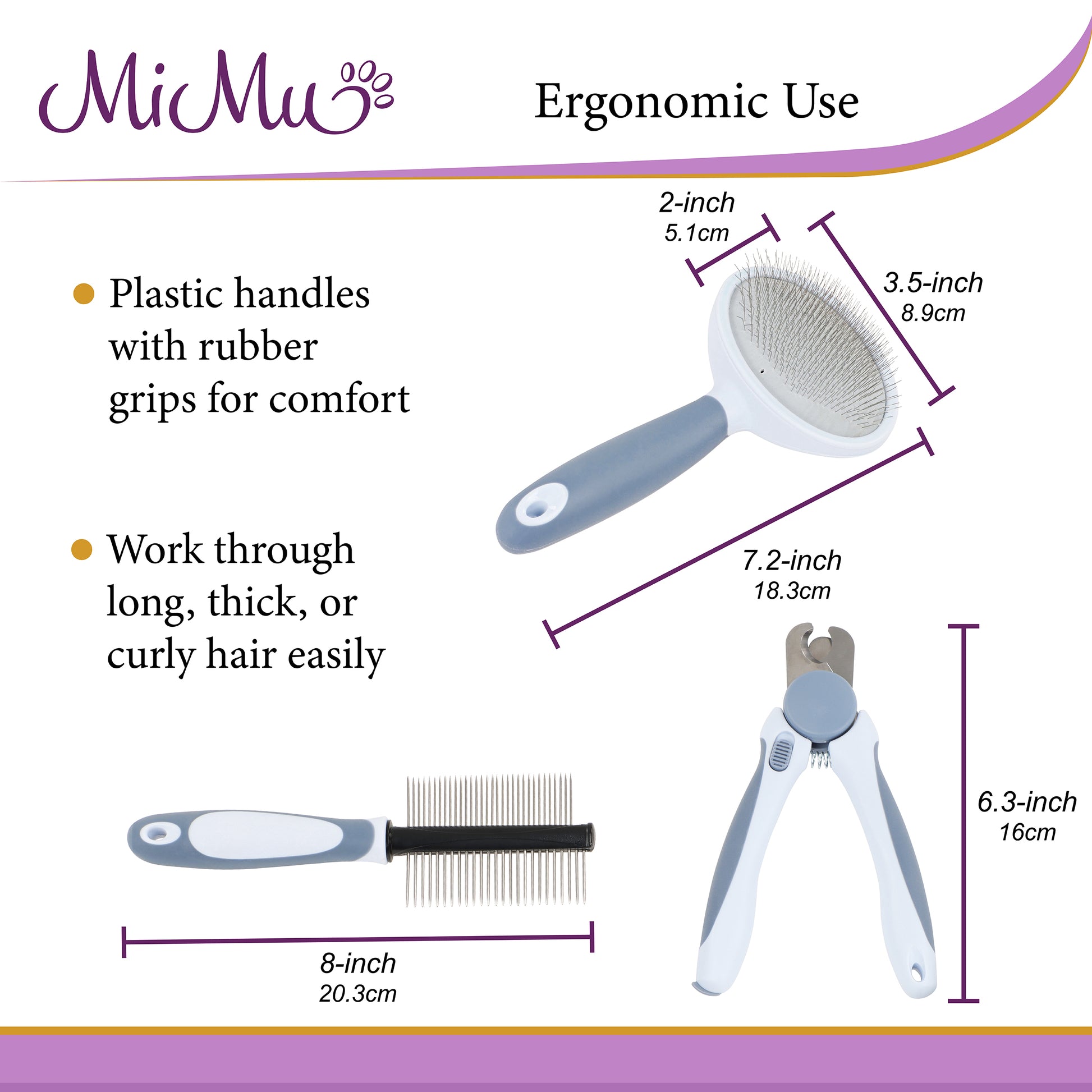 Pet Groomer Kit - Dog Nail Trimmers, Slicker Comb, and Wire Dog Brush