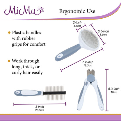 Pet Groomer Kit - Dog Nail Trimmers, Slicker Comb, and Wire Dog Brush