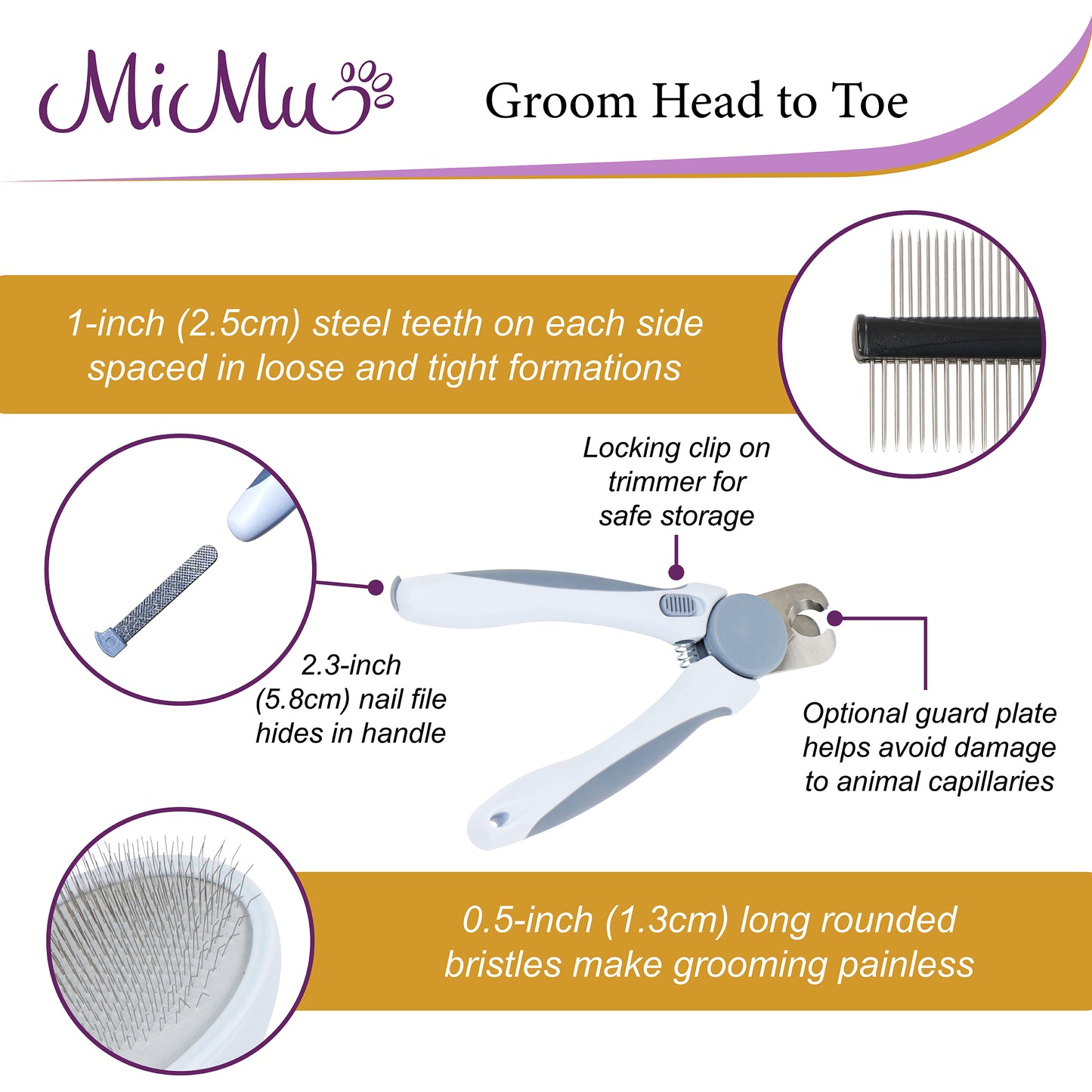 Pet Groomer Kit - Dog Nail Trimmers, Slicker Comb, and Wire Dog Brush