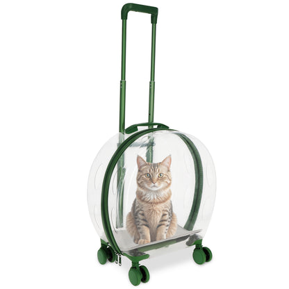 Clear Pet Carrier Trolley Case with Wheels - Small Rolling Pet Carrier