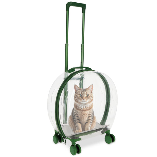 Clear Pet Carrier Trolley Case with Wheels - Small Rolling Pet Carrier
