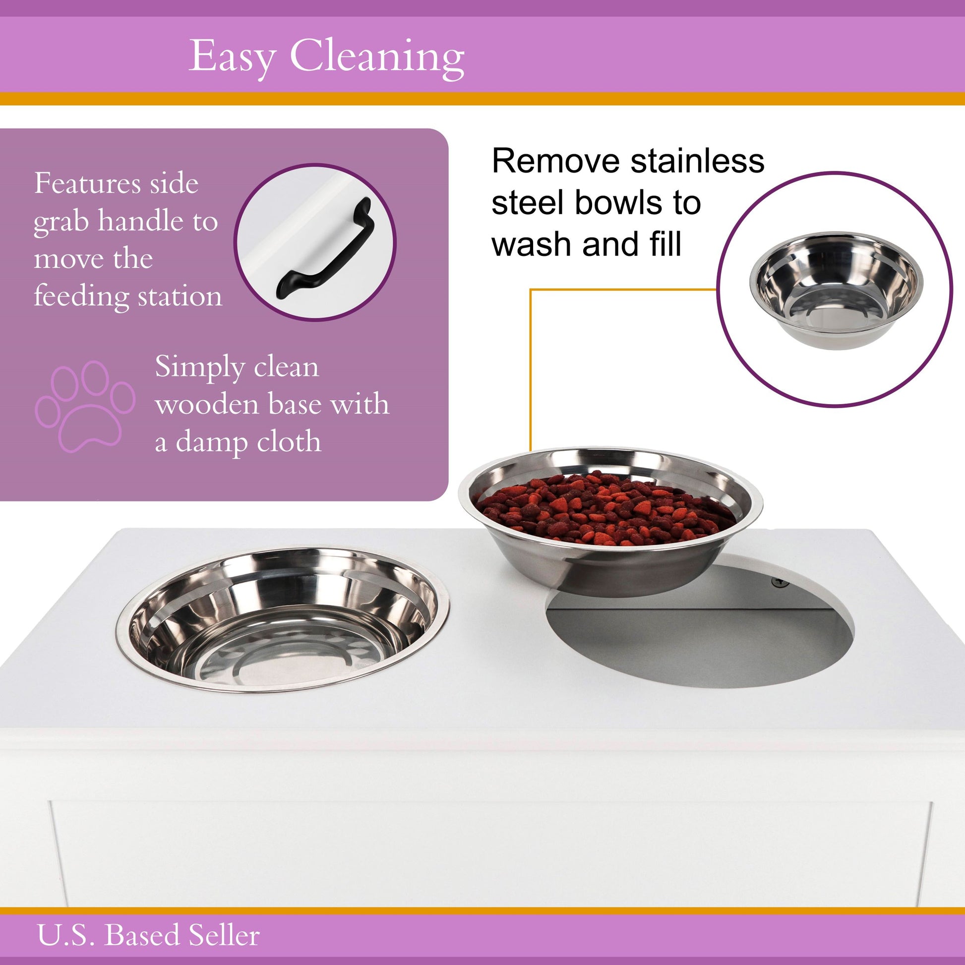 Elevated Dog Bowl Storage - Raised Dog Bowl Stand Large Feeder Station