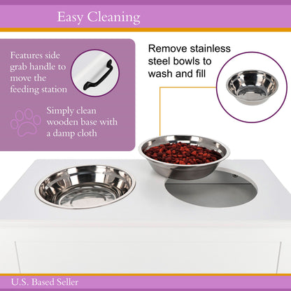 Elevated Dog Bowl Storage - Raised Dog Bowl Stand Large Feeder Station