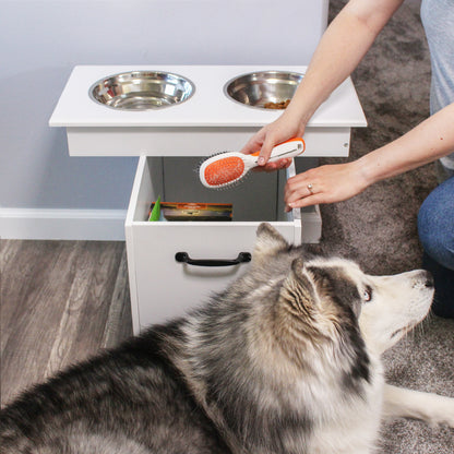 Elevated Dog Bowl Storage - Raised Dog Bowl Stand Large Feeder Station