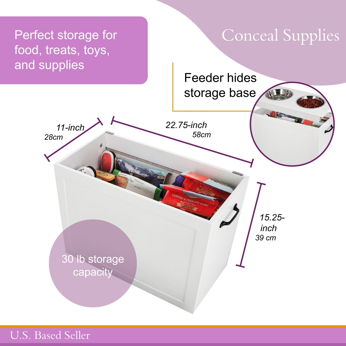 Elevated Dog Bowl Storage - Raised Dog Bowl Stand Large Feeder Station