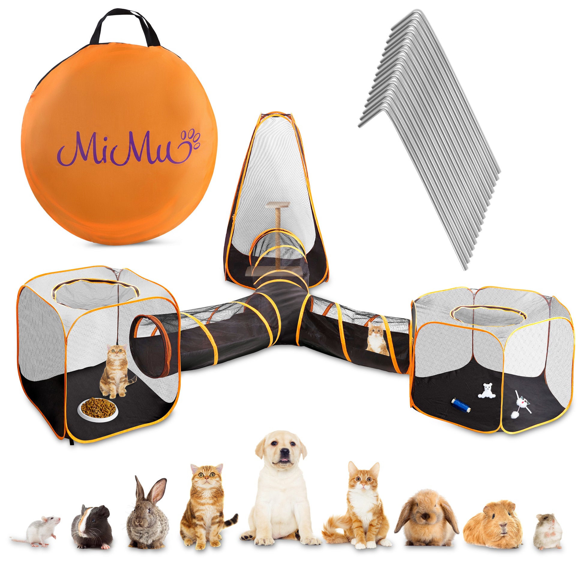 Portable Dog Playpen - 4 in 1 Pop-Up Travel Cat Tent with Tunnel