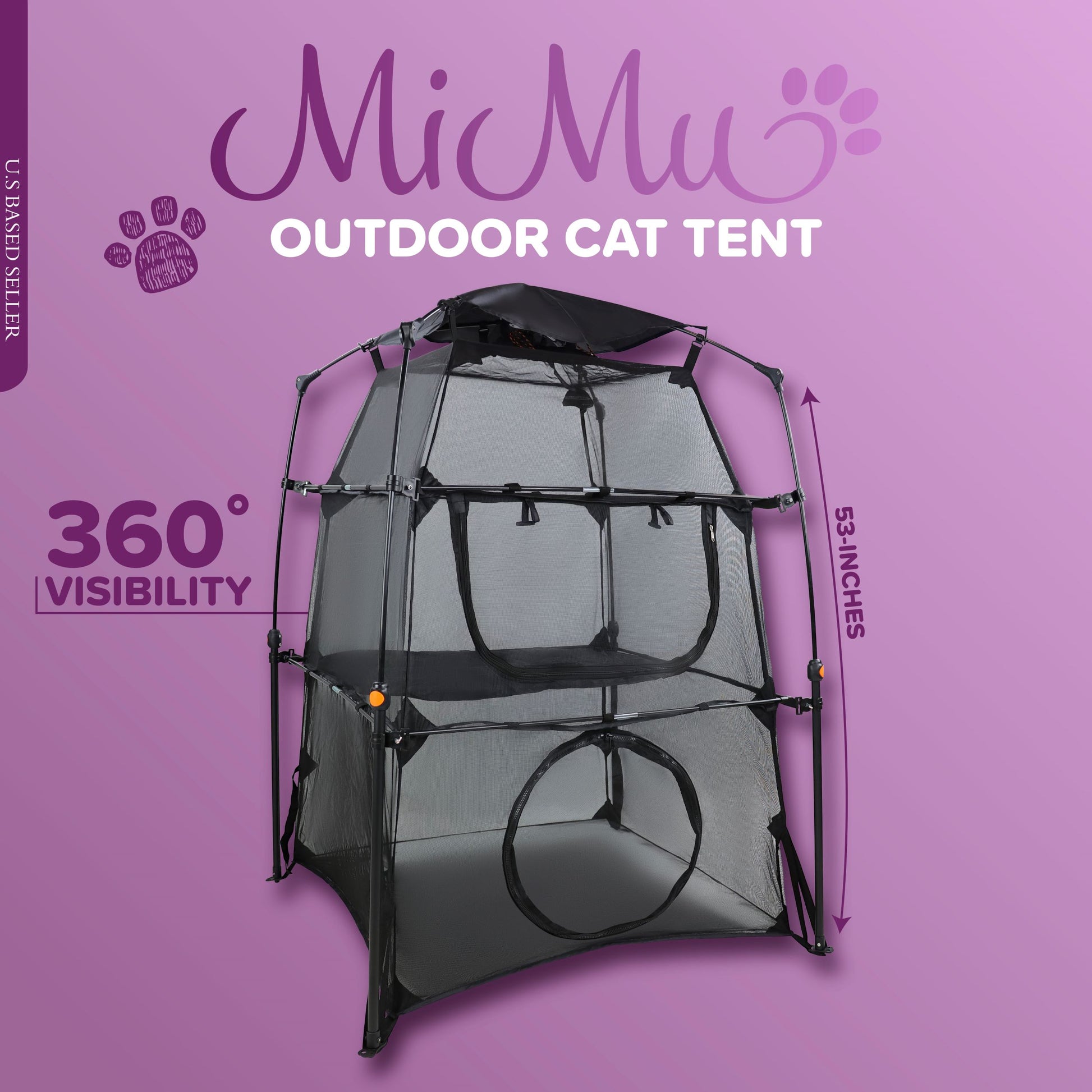 Portable Cat Playpen - Enclosed Pop-Up Travel Cat Tent with Case