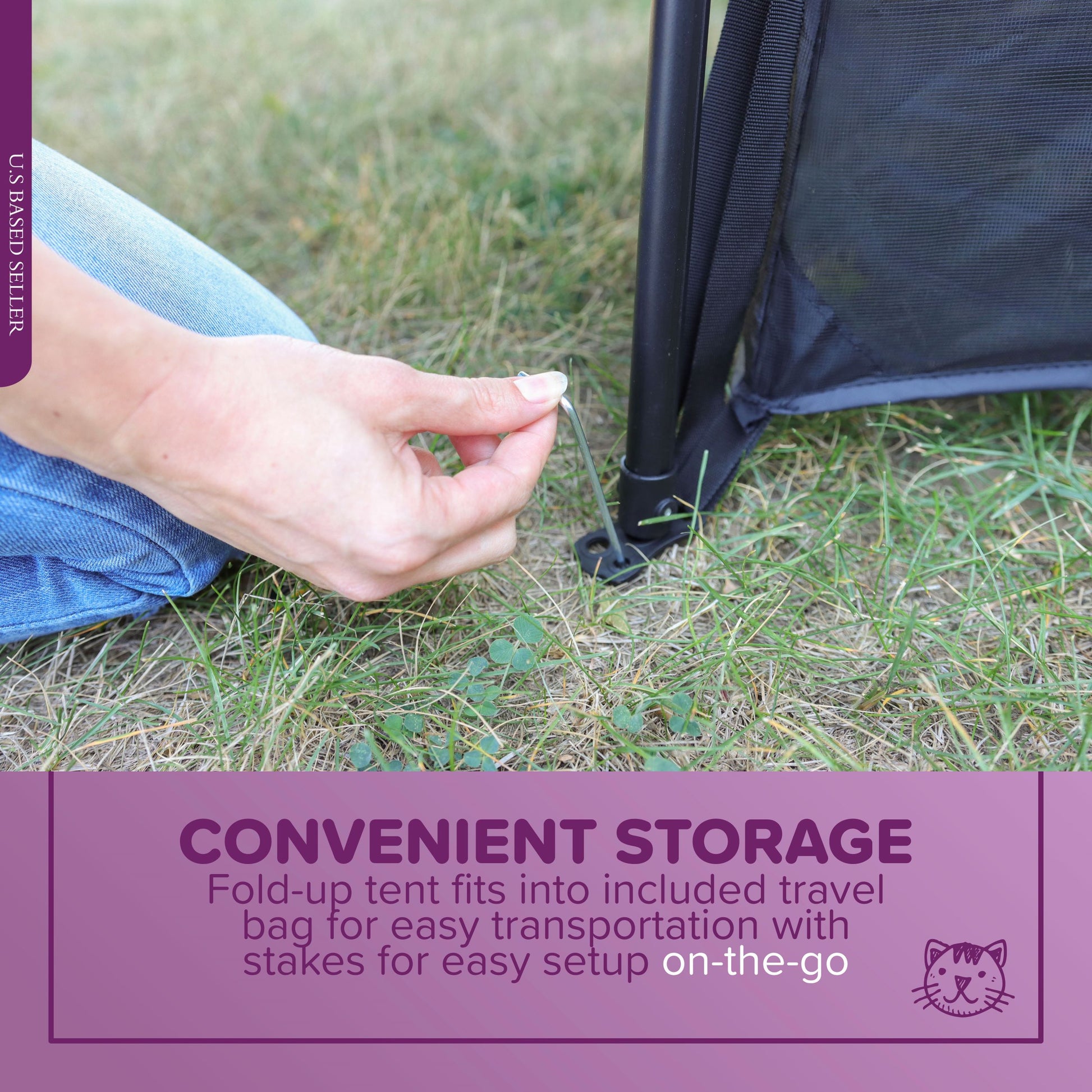 Portable Cat Playpen - Enclosed Pop-Up Travel Cat Tent with Case