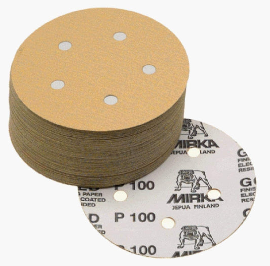 23-321-320 5" 5-Hole 320 Grit Dustless Adhesive Sanding Discs - 100 Pack