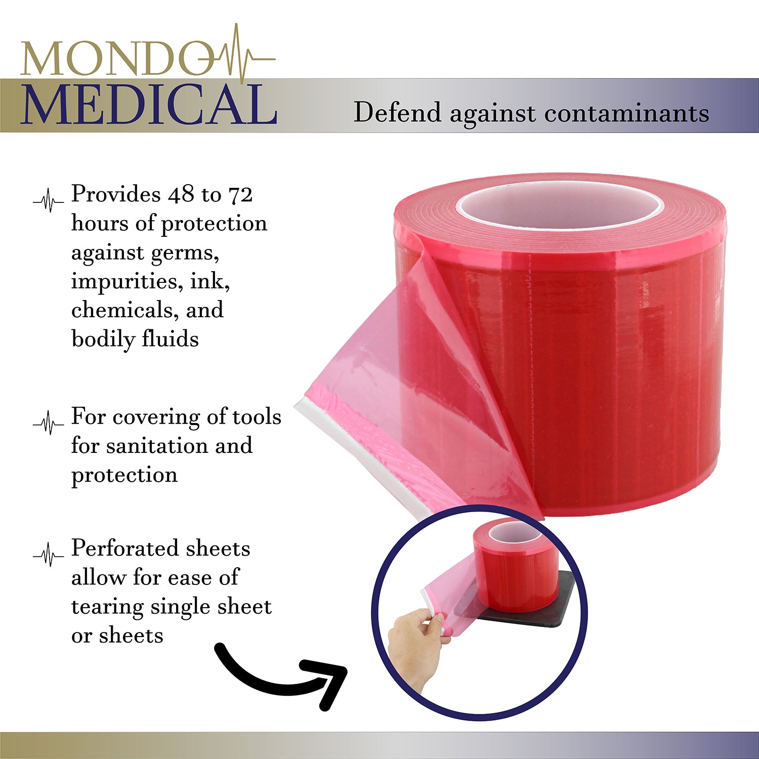 Medical Barrier Films 1200ct Barrier Film Dispenser 4 x 6in Red
