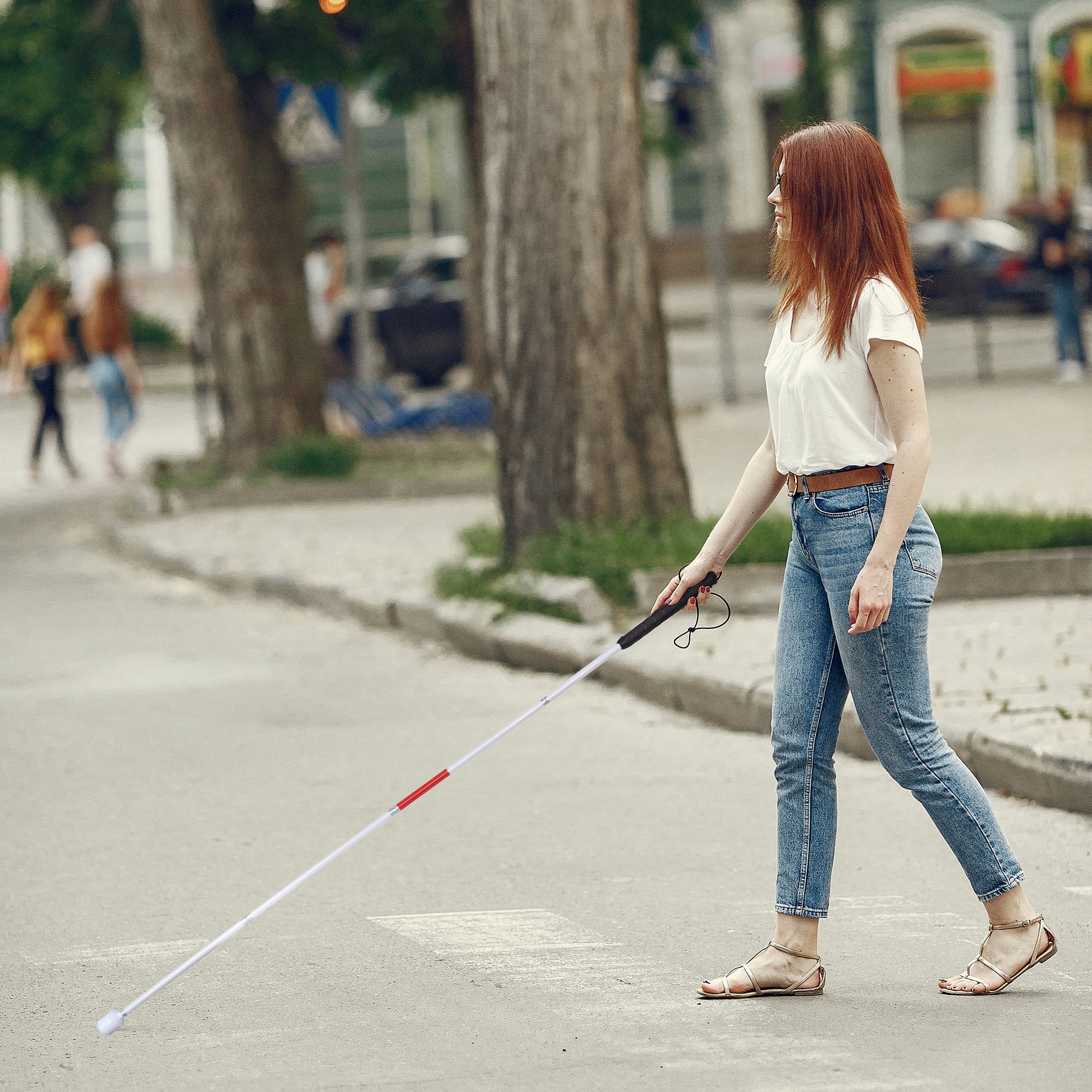 Foldable Blind Person Stick - 49in Reflective Blind Cane Walking Stick