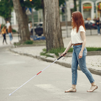 Foldable Blind Person Stick - 49in Reflective Blind Cane Walking Stick