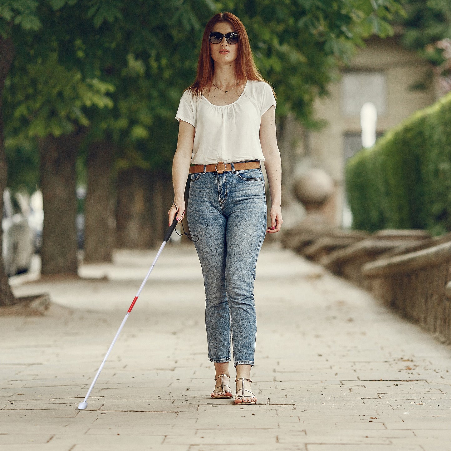 Foldable Blind Person Stick - 49in Reflective Blind Cane Walking Stick