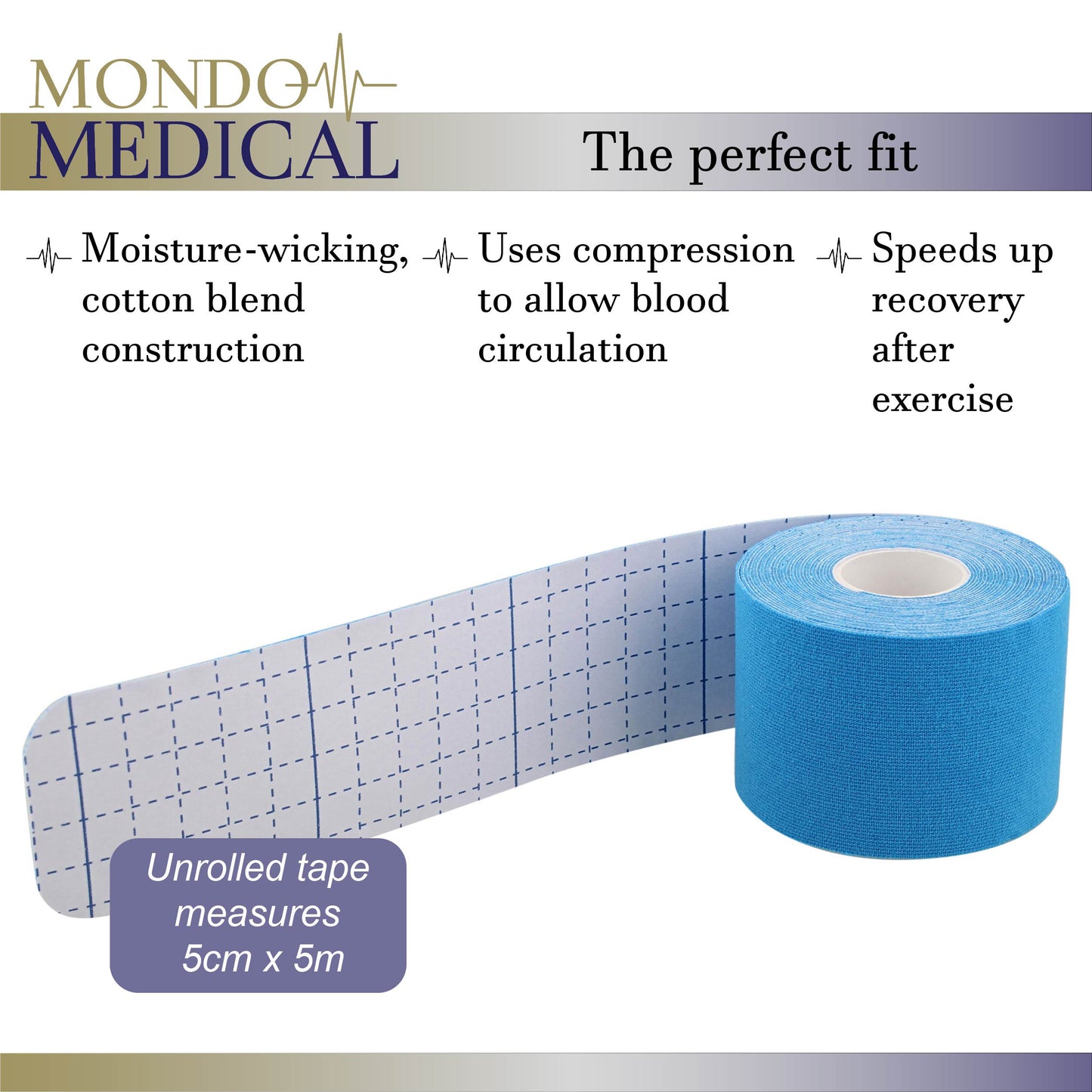 Kinesiology Tape Precut 2inx16ft Body Tape Roll - Blue Athletic Tape