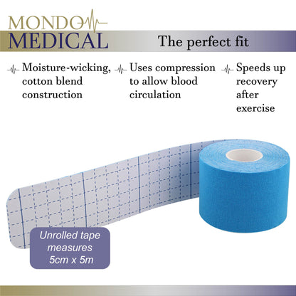 Kinesiology Tape Precut 2inx16ft Body Tape Roll - Blue Athletic Tape
