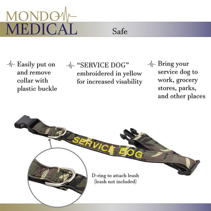 Service Dog Collar - 14 to 21in Camo Medium Dog Collar