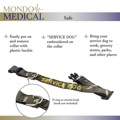 Service Dog Collar - 15.5 to 24in Camo Large Dog Collar