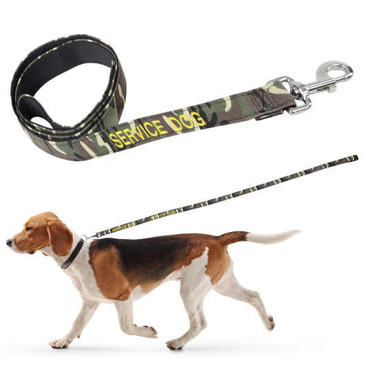 Service Dog Leash - 5ft Camo Canvas SERVICE DOG Lead