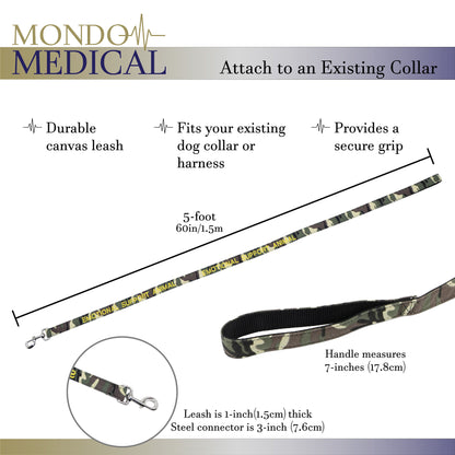 Service Dog Leash - 5ft Camo EMOTIONAL SUPPORT ANIMAL Lead
