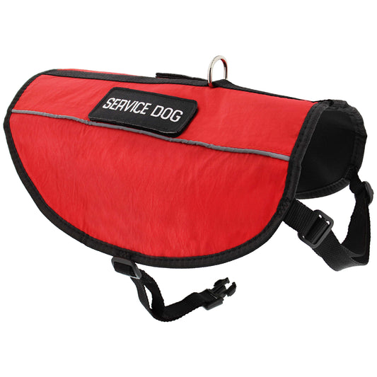 Service Dog Harness Jacket - Large Red Vest with 26.5 to 32in Chest
