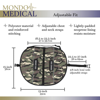 Service Dog Harness Jacket - Medium Camo Vest with 22.5 to 27in Chest