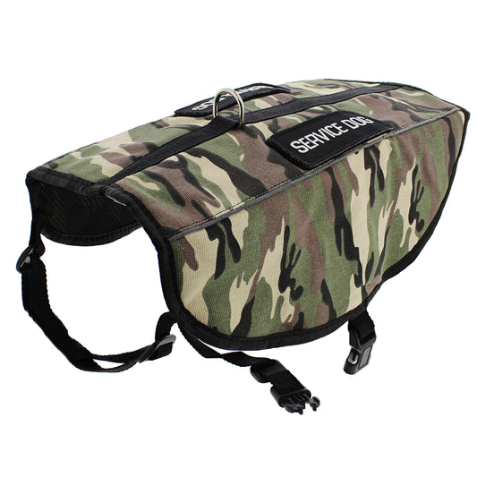 Service Dog Harness Jacket - Medium Camo Vest with 22.5 to 27in Chest