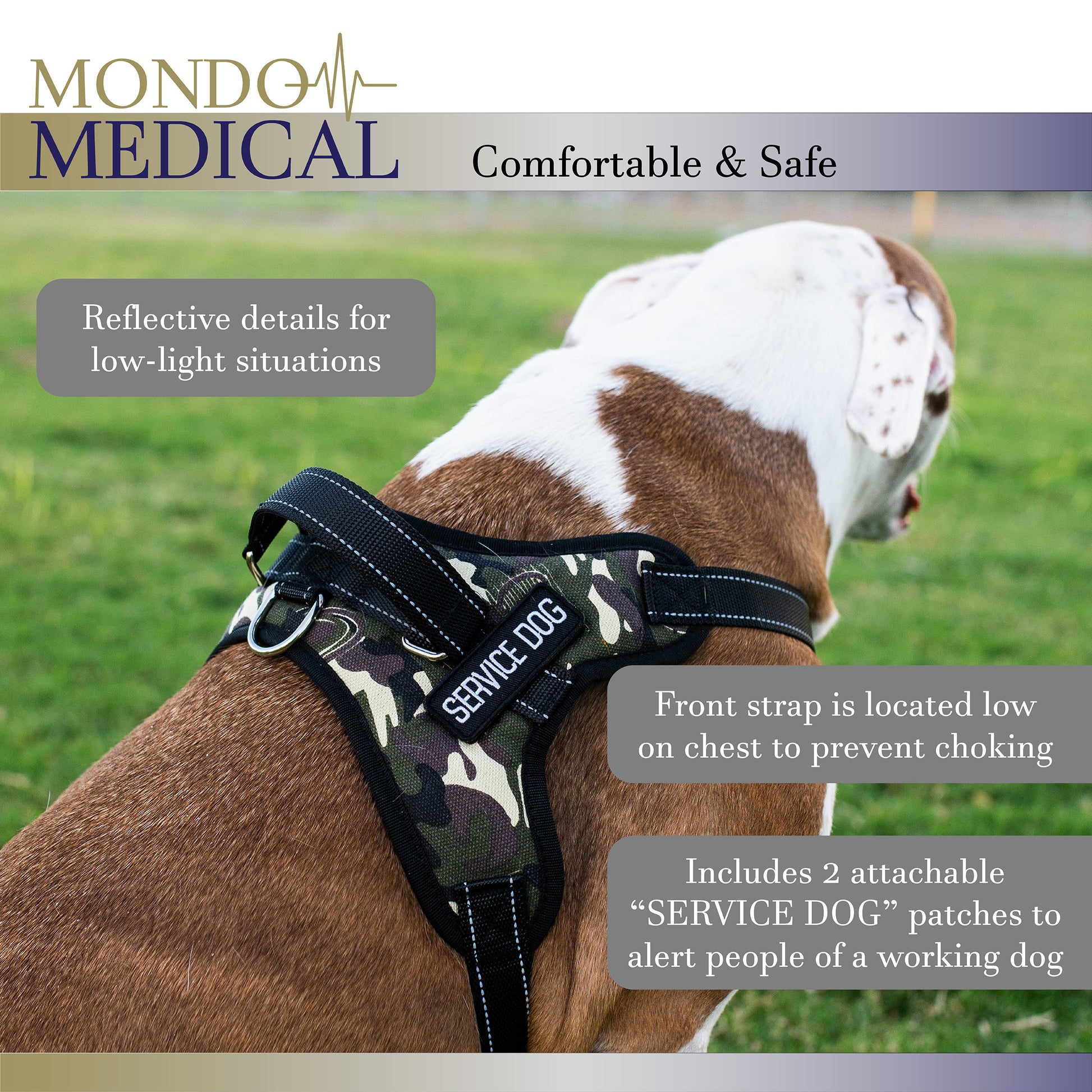 Service Dog Harness for Medium Breeds - Camo Vest Fits 20-25in Chest