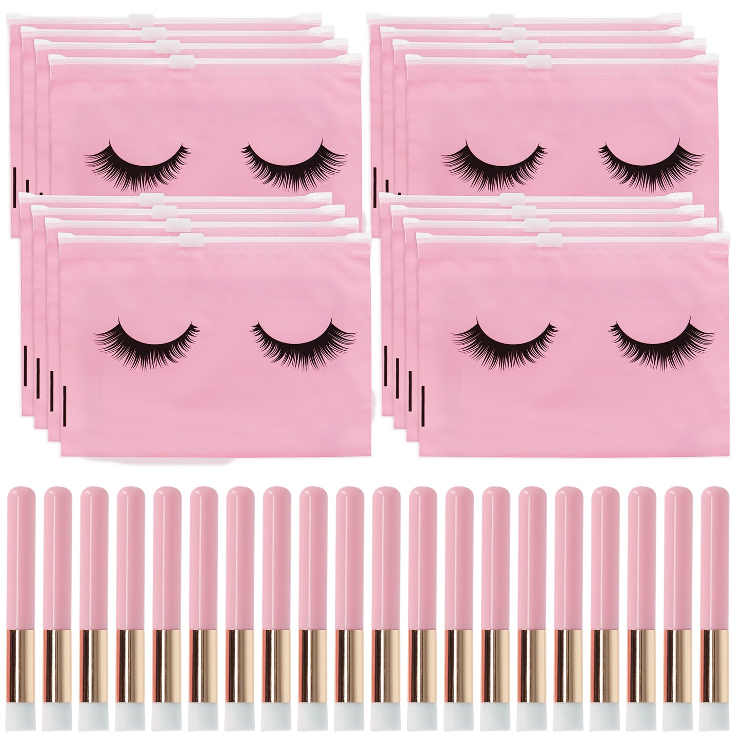 Lash Shampoo Brush Eyelash Cleaning Brush and Bag 60pc for Extensions