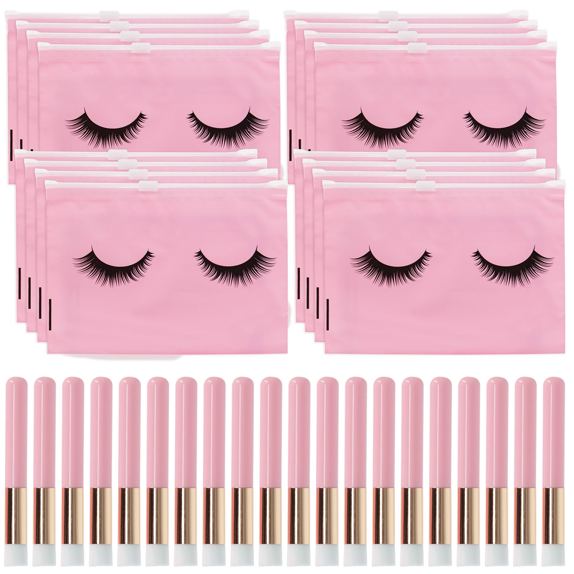 Lash Shampoo Brush Eyelash Cleaning Brush and Bag 60pc for Extensions