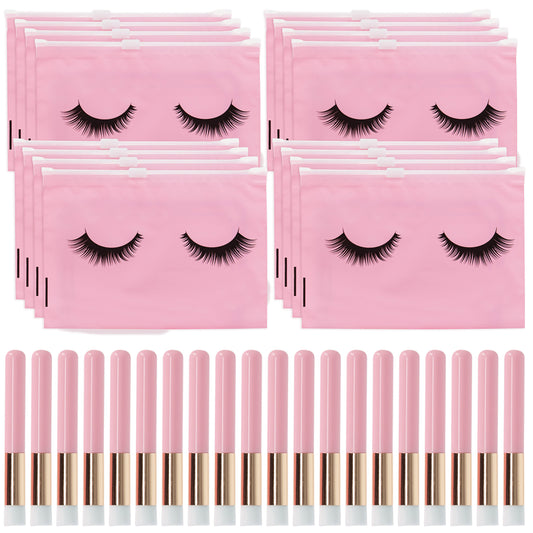 Lash Shampoo Brush Eyelash Cleaning Brush and Bag 60pc for Extensions