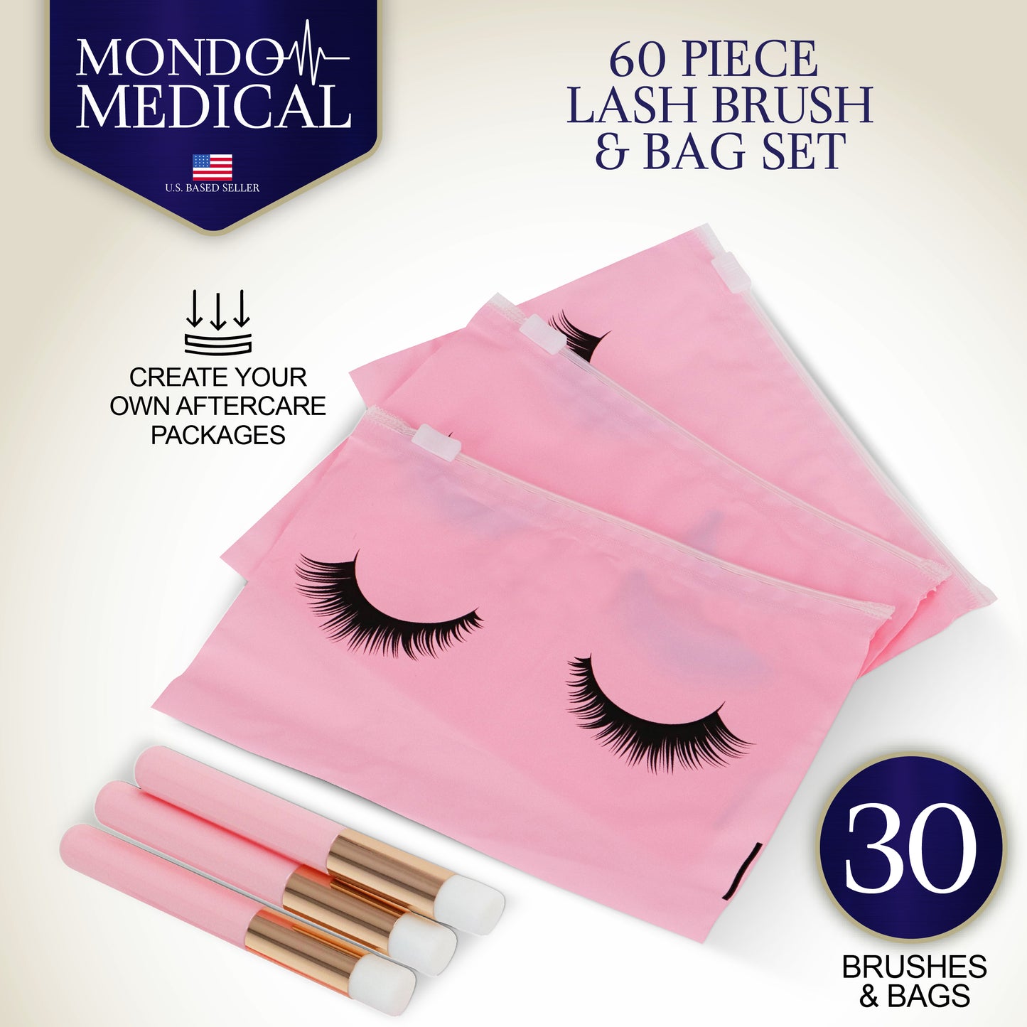 Lash Shampoo Brush Eyelash Cleaning Brush and Bag 60pc for Extensions